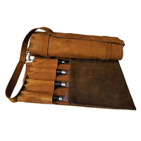 Sacs à couteaux en cuir sur mesure disponibles, doublure intérieure douce, fermeture à clip en nylon, OEM, résistants à l'eau, pliables, sangle réglable