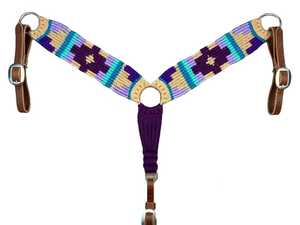 Harnais de poitrail occidental pour chevaux, orné de perles, motif Navajo, extrémités en cuir et laine, modèle personnalisé pour poneys, cobards et chevaux, fabriqué en Uttar - Product Image 1
