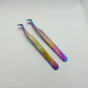 Pince à épiler en acier inoxydable à 45/90 degrés avec nano-adhérence, personnalisable avec logo, pour extensions de cils – Outil de beauté - Product Image 1