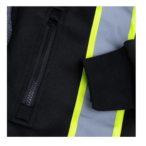 Veste de sécurité haute visibilité jaune et noire avec logo personnalisé, manches longues, réfléchissante, pour travaux de construction et événements hivernaux - Product Image 4