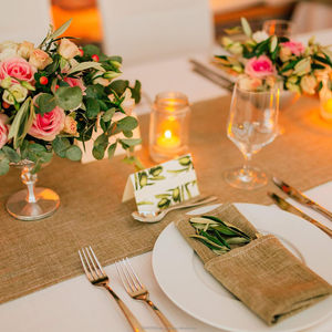 Chemin de table en toile de jute 100% naturel, écologique, durable, biodégradable, largeur 12 x 43 pouces, pour décorations de table de mariage et de fête - Product Image 3