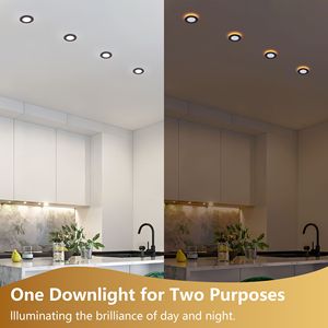 Lot de 6 spots LED encastrables noirs de 4 pouces, dimmables, 3000K, 800LM, 9W, ultra-minces, sans boîtier - Product Image 2
