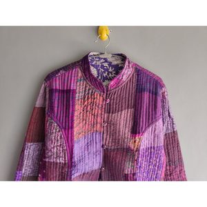 Chaqueta de dormir acolchada de seda y algodón con cuello alto y botones frontales, estilo lounge, con logo personalizado, para mujer, ideal como regalo. - Product Image 2