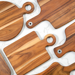 Planche à découper en bois massif d'acacia et de noyer, style simple européen et américain, avec poignée portable, écologique, compatible lave-vaisselle - Product Image 4