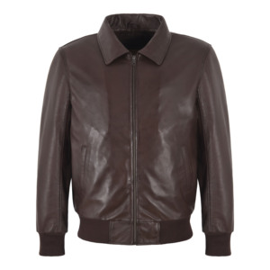 Chaqueta Bomber de Cuero Genuino de Cordero para Hombre, Estilo Clásico con Cierre, Retro, Invierno, OEM, ODM, Marca Privada - Product Image 4