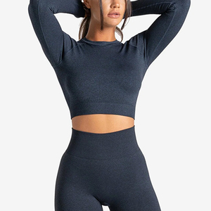 Camiseta de Yoga para Mujer, Elástica en Cuatro Direcciones, Transpirable, de Secado Rápido, Ropa Deportiva para Fitness, Ejercicio, Gimnasio, Sin Costuras, Suave - Product Image 1