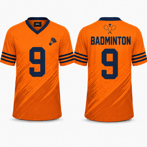 Custom Orange & Navy Badminton Jersey – Quick Dry Sublimation Team Sports <b>Shirt</b> - Product Image 1