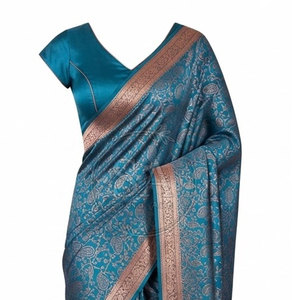 Sari contemporain pour femme, tenue drapée de créateur, vêtement traditionnel indien brodé, mode ethnique pour mariage et fête - Product Image 4