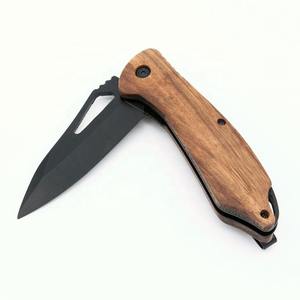Couteau de poche pliant avec manche en bois de zèbre et lame noire, personnalisable OEM, pour le camping et la chasse en plein air, cadeau gravé - Product Image 3