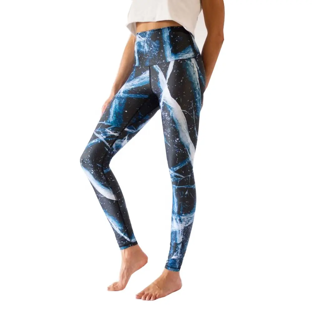 La migliore vendita Fitness Gym High mimetage Design Ladies Yoga collant grigio Camo Pattern Print Leggings da donna