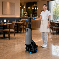 Nettoyeur de sol compact 430 mm, dimensions de la machine 1150x510x410 mm, double brosse de 210 mm pour l'utilisation dans les restaurants