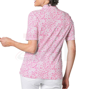 Camiseta Polo Rosa Estampada para Mujer, Ropa Casual de Manga Corta, Transpirable, Tejido 100% Poliéster - Product Image 2