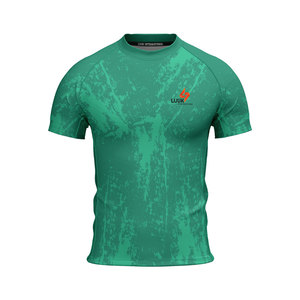 T-shirt de sport pour homme à col rond et manches courtes, personnalisé OEM/ODM, respirant, antibactérien, séchage rapide, 100% polyester, coupe classique - Product Image 2