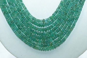 Collar Rondelle facetado de Esmeralda zambiana natural de 8 hebras Cuentas de piedra natural de 3-5mm - Product Image 2