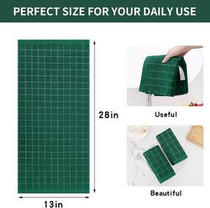 Serviettes de cuisine en microfibre tissée (beige 13x28 pouces) couleur unie douces et super absorbantes séchage rapide écologiques - Product Image 2