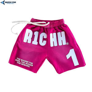 Men's Polyester/Cotton <b>Fleece</b> Mid Waist <b>Shorts</b>-Quick Dry Breathable Eco-Friendly 240g Silk Screen Front Logo Knitted Drawstring - Product Image 5