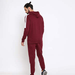 Training Men's Hooded <b>Tracksuit</b> Full Zipper Sweatshirt And Pants Solid Color Casual Wear With <b>White</b> Side Stripes Regular - Product Image 3