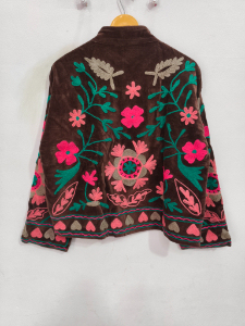 เสื้อแจ็คเก็ตกำมะหยี่ปักลายซูซานีหลากสีขายดีสำหรับผู้หญิง ระบายอากาศได้ดี ดีไซน์ลายดอกไม้ งานฝีมือทำมือ เสื้อผ้าสตรี - Product Image 2
