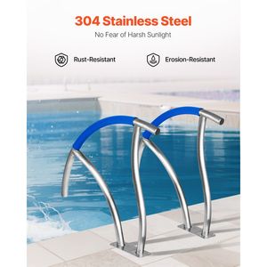 Set di 2 Corrimano per Piscina in Acciaio Inox 304, 76x76 cm, Capacità di Carico 375 lbs, Accessori per Piscina - Product Image 2