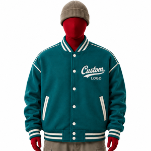 <b>Men's</b> Lightweight Letterman <b>Jacket</b> with Rib Knit Collar and Contrast Sleeves - Product Image 6