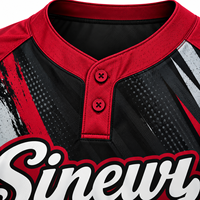 Maillot de baseball personnalisé Sinewy en polyester sublimé, anti-humidité, à manches courtes, pour homme adulte, avec nom et numéro