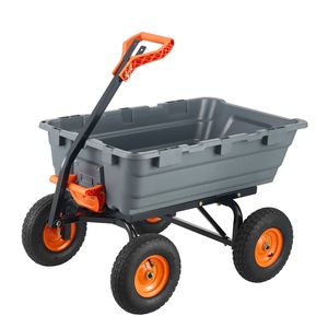 Carrello da Giardino Versatile e Resistente con Manico a Doppia Funzione, Telaio in Acciaio da 6,48 Cu.ft e Vano in Polietilene, Montaggio Semplice - Product Image 1