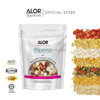 ALOR Muesli halal prêt-à-manger Sauté aux yaourts Fruits Noix 300g Sans sucre Sucré Dégustation Banane Noix de coco Pomme Jacquier Sac