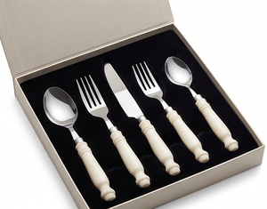 Ensemble de couverts vintage en acier inoxydable avec manches crème, poli miroir, compatible lave-vaisselle, pour une table élégante - Product Image 6