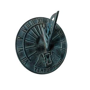 Reloj de Sol de Metal Pulido Grabado - TEMPUS FUGIT - Reloj de Jardín Moderno de Bronce Envejecido - Product Image 6