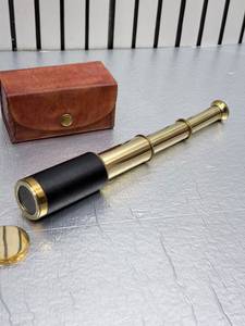 Telescopio de Latón Estilo Antiguo con Estuche de Cuero, Acabado Pulido, Decoración Artística Coleccionable, Hecho a Mano, Estilo Antiguo para Artesanías - Product Image 5