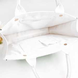 Personalized Custom Glass Beaded Tote Bag Custom Color Shape Wedding Bridesmaid Gift Blue Floral Design <b>MS</b> Handicraft Certified - Product Image 2