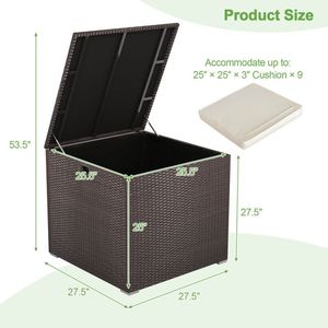 Contenitore da Esterno in Rattan da 72 Galloni con Rivestimento Interno con Cerniera e Asta Pneumatica Solida, Soluzione di Stoccaggio Resistente alle Intemperie e Durevole - Product Image 5