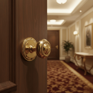 Luxury Brass Left Hand <b>Smart</b> Door Handle with Voice Assistant Control Premium Contemporary Door Hardware for Villas Apartments - Product Image 3
