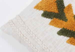 Hand Tufted Texture Modern Ivory <b>Green</b> Fringe 100% Cotton Zipper Closure Cushion <b>Cover</b> Border Square <b>Sofa</b> Home Decor for - Product Image 3