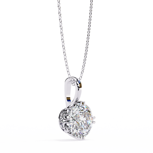 Colgante de oro rosa de 14K con diamante solitario de 1.87 CT cultivado en laboratorio, engaste de bisel y puntas, clásico para uso diario, bodas, cadena de eslabones, fiestas - Product Image 4