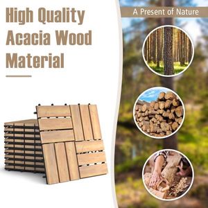 Pannello per Pavimentazione Esterna Ignifugo in Legno di Acacia 12x12 Pollici con Bordi Scanalati Fai-da-Te WPC per Giardino - Product Image 5