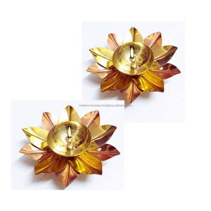 Diseño de forma de flor Joti Diya de latón colorido para decoración festiva de Diwali Akhand Joti Diya diseño decorativo para el hogar artículo Pooja - Product Image 2