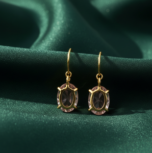 Elegantes Pendientes Colgantes Ovalados de Hidroplata Rosa en Plata de Ley 925 con Baño de Oro de 18K, para Bodas, Fiestas, Regalo de Aniversario - Product Image 2