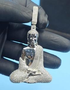 Pendentif Bouddha en Moissanite Incolore Sertie de Diamants VVS en Argent 925, Collier Hip Hop Bling pour Hommes Spirituels et Tendance - Product Image 2