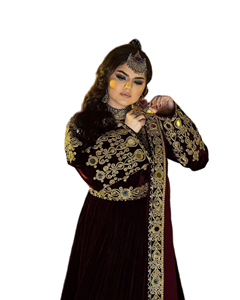 Elegant Afghan Kuchi Style Dress Featuring Heavy Hand Embroidery <b>Mirror</b> Work Statement Jewelry Ethnic Afghani Kuchi Dress - Product Image 2