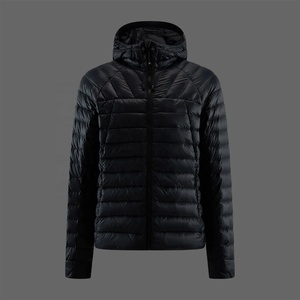 Chaqueta Acolchada con Capucha para Hombre, Resistente al Viento, Color Negro Sólido, Informal, Cierre de Cremallera, Corte Ajustado, Largo Regular, 100% Poliéster - Product Image 3
