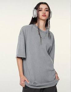 T-shirt d'été à col en V avec poche, coupe classique, 100% coton, effet délavé - Product Image 4