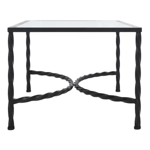 Table basse rectangulaire moderne en verre avec structure en métal torsadé, mobilier de salon intérieur, design durable - Product Image 2