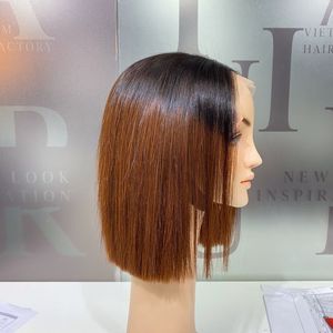 Precio de fábrica 12 pulgadas peluca 100% cabello humano vietnamita virgen crudo Ombre marrón Bonestraight Super doble extensiones de cabello - Product Image 1