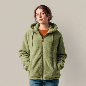 เสื้อแจ็คเก็ตเชอร์ปาขนนุ่มสำหรับฤดูหนาวแบบมีกระเป๋าสำหรับผู้หญิง ซิป คอปกพับได้ เสื้อแจ็คเก็ตขนเชอร์ปาแฟชั่น เสื้อโค้ทขนเชอร์ปาสำหรับสุภาพสตรี - Product Image 4