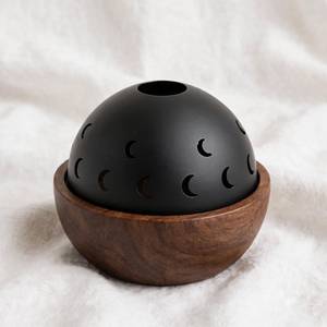 Quemador de incienso Bakhoor de madera negro mate con forma de luna creciente, cuenco para carbón Mubakhara, soporte para Oud árabe de Oriente Medio, decoración para el hogar - Product Image 2