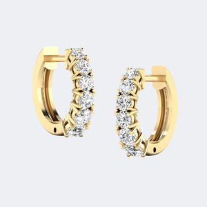 Pendientes de aro tipo huggie con diamantes de corte redondo de 2.00 quilates y engaste de puntas compartidas - Product Image 1