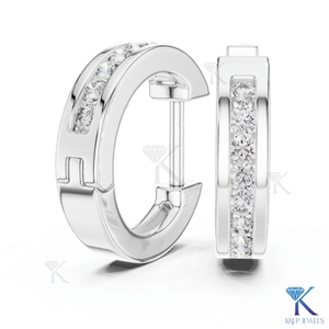 Lab Grown CVD HPHT Diamond Channel Set Huggie Hoop <b>Earrings</b> 14K <b>Solid</b> Gold Luxury Women Wedding Bridal Jewelry KRUP JEWELS - Product Image 6