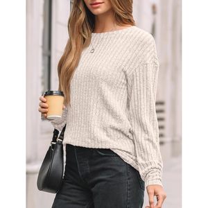2025 femmes léger à manches longues tunique automne 2025 habillé pull décontracté hauts coupe ample col rond vêtements - Product Image 2
