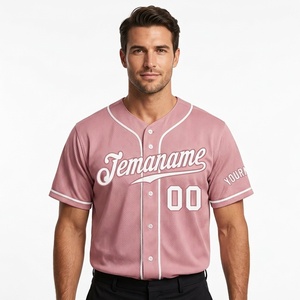 Custom Men's Pink Baseball Jersey <b>Short</b> Sleeve <b>Mesh</b> Breathable Button Front Team Name Print Regular Fit All Seasons Apparel - Product Image 1